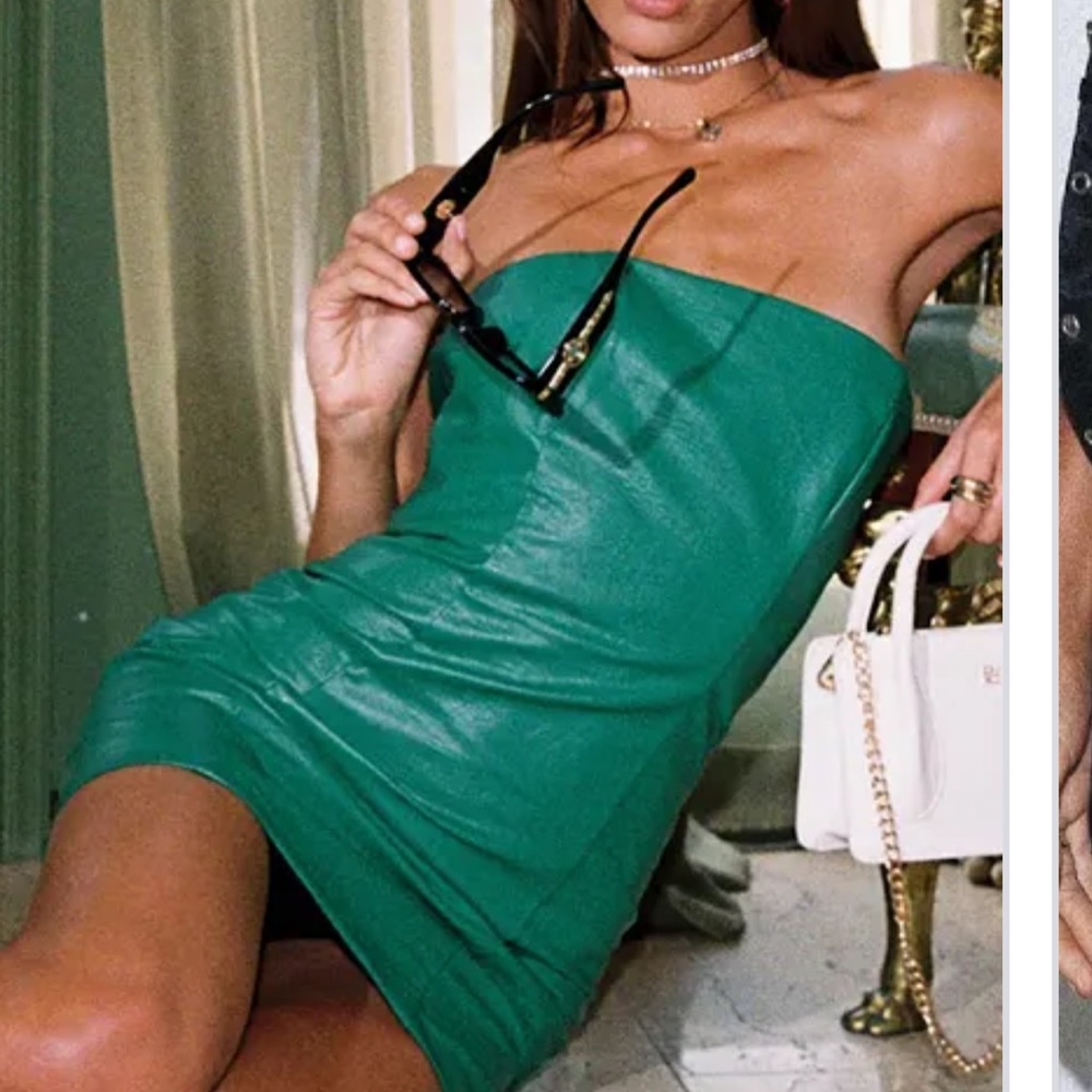 Princess Polly Green leather mini dress